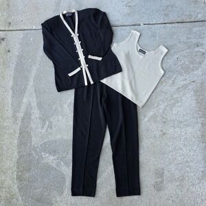 Vintage DYLANI Knitwear 3-Piece Cardigan Tank Pants Set – Size M